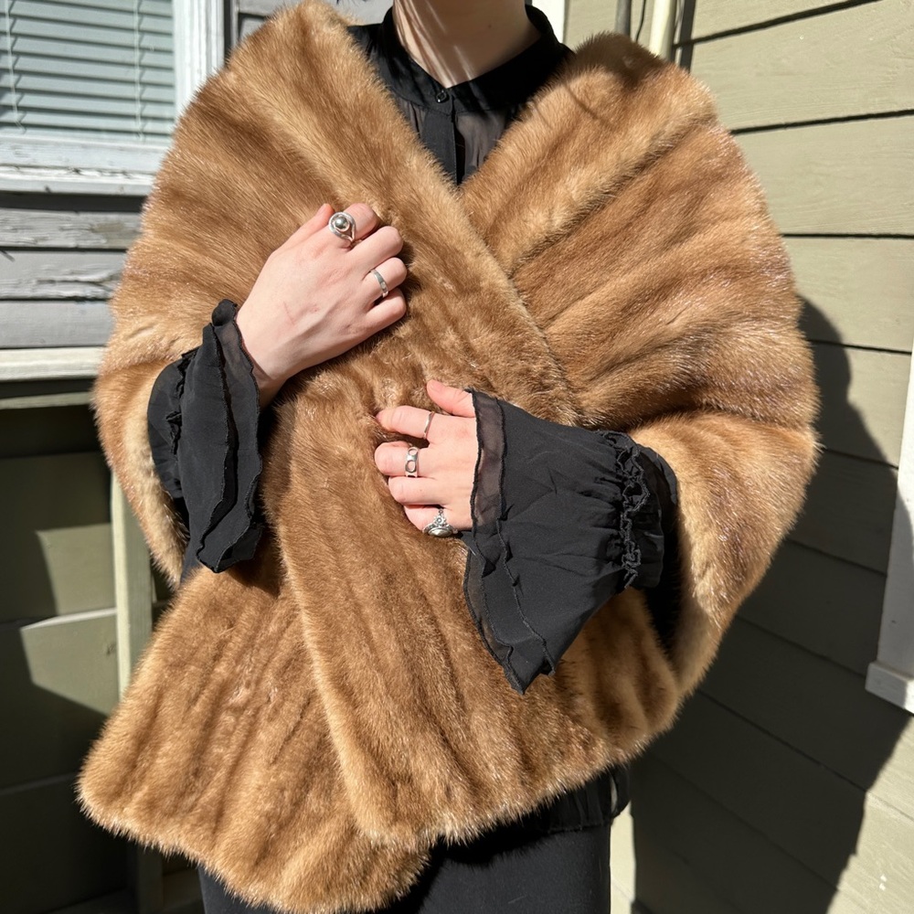 Real Mink Fur Shawl